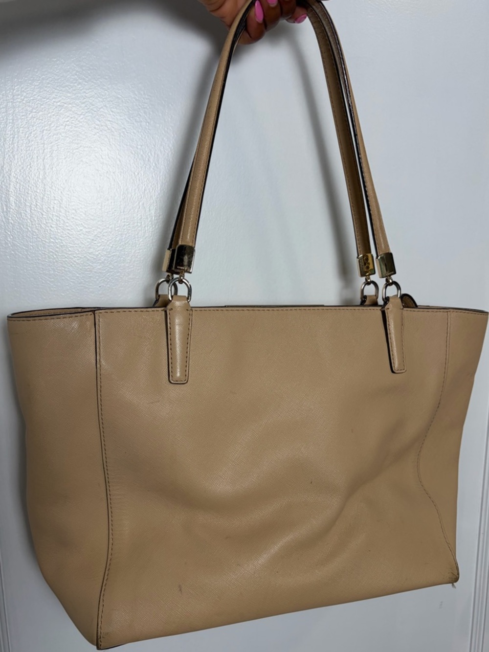 Coach Madison Tan Beige Leather Zip Top Tote Bag 29002 - Picture 6 of 16